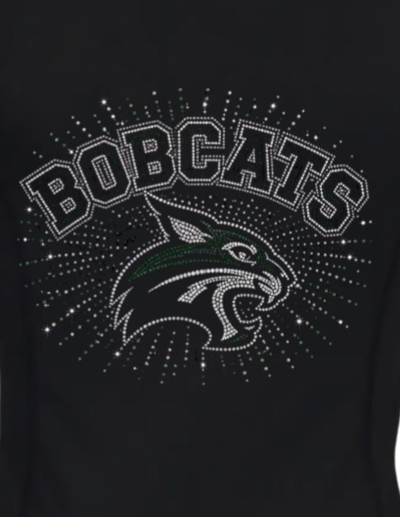 Black pullover with 'BOBCATS' and a logo on a white background