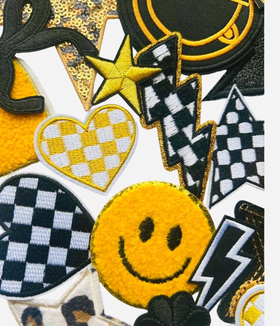 Black & Yellow Iron-On Patches: DIY Hat Bar Trucker Hat Embellishments