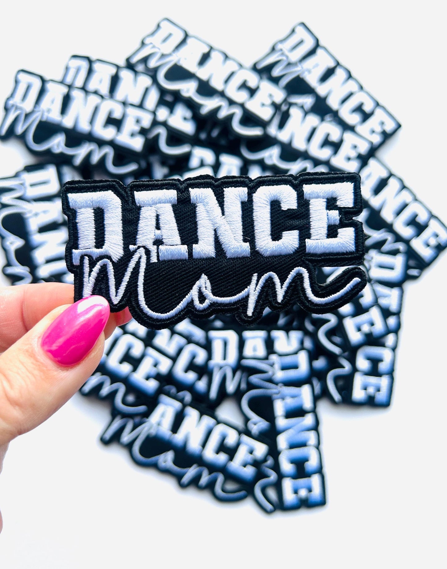 Dance Mom Embroidered Iron-On Patch Bundle: Star, Lightning Bolt, Bow