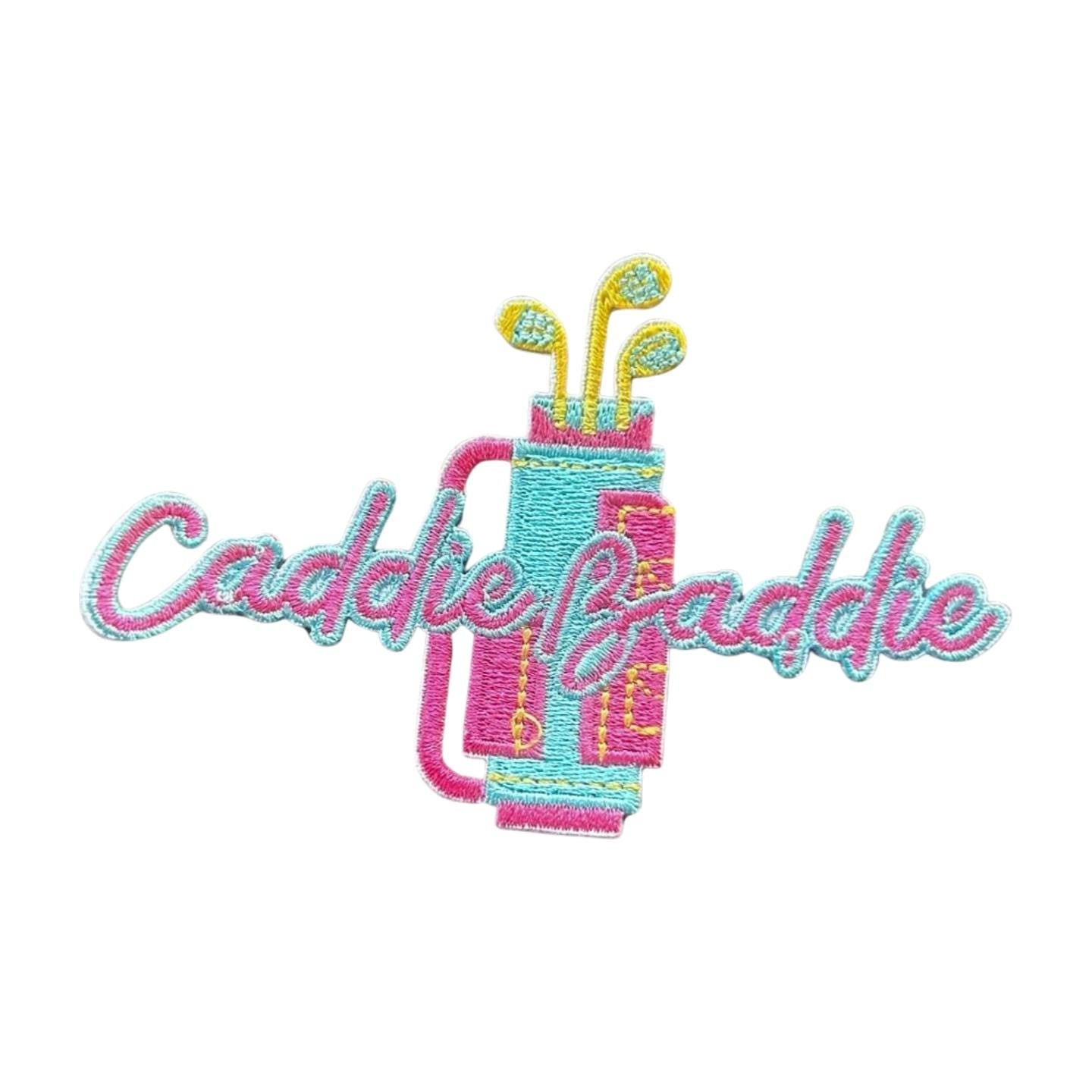 Pink Golf Cart Patch: Embroidered Iron-On Applique