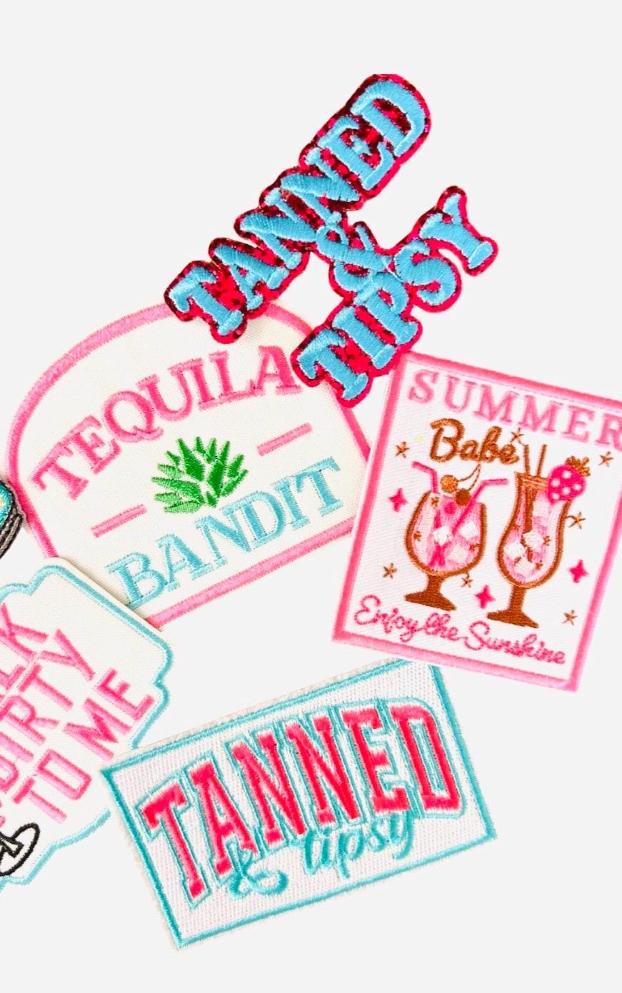 Cocktail Party Patches: Tanned & Tipsy, Martini Lover - Iron-On Applique