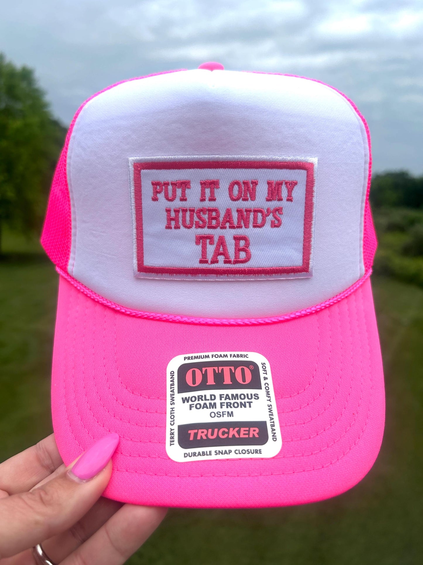Put it on My Husbands Tab Hat, Trendy Women's Trucker Hat, Funny Hats for Women