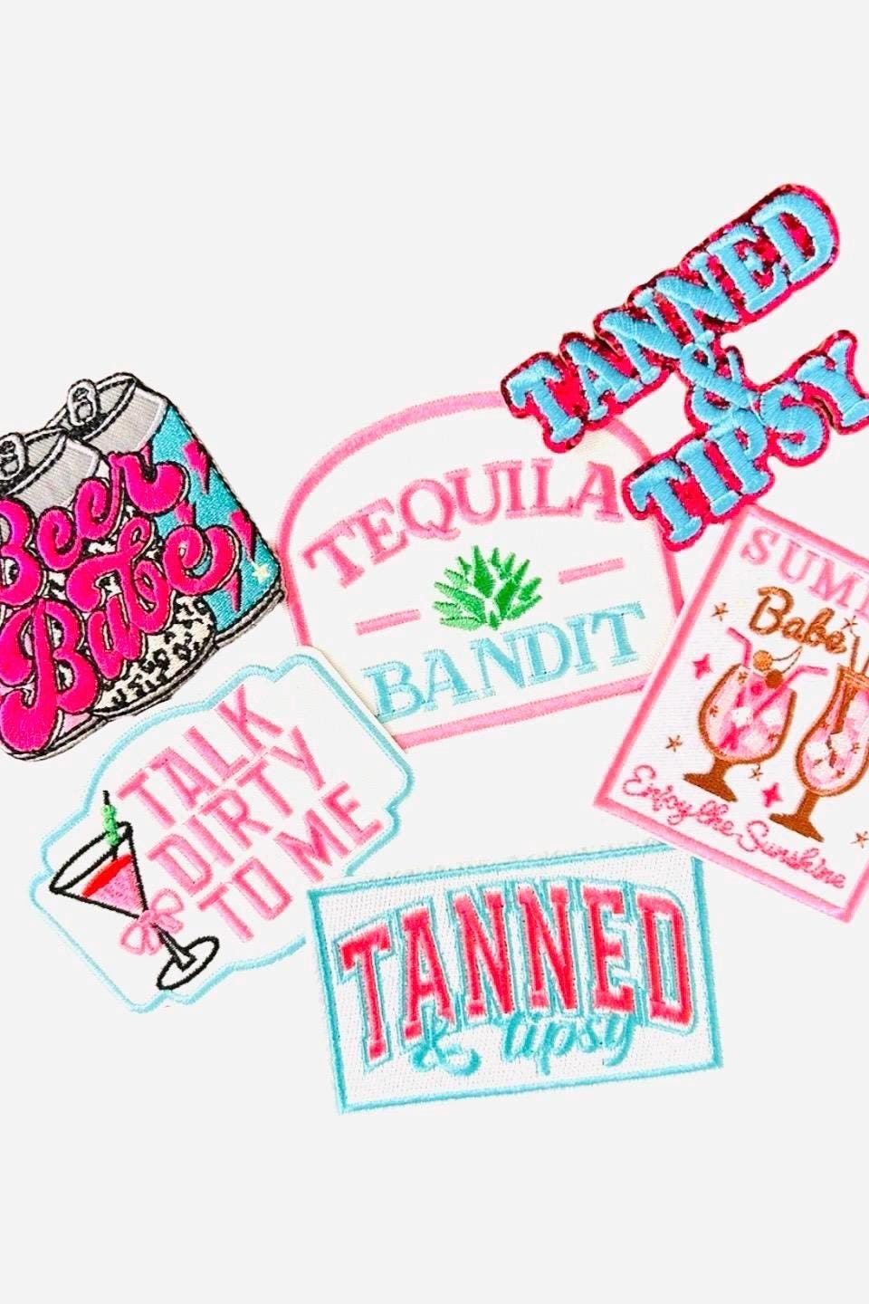Cocktail Party Patches: Tanned & Tipsy, Martini Lover - Iron-On Applique