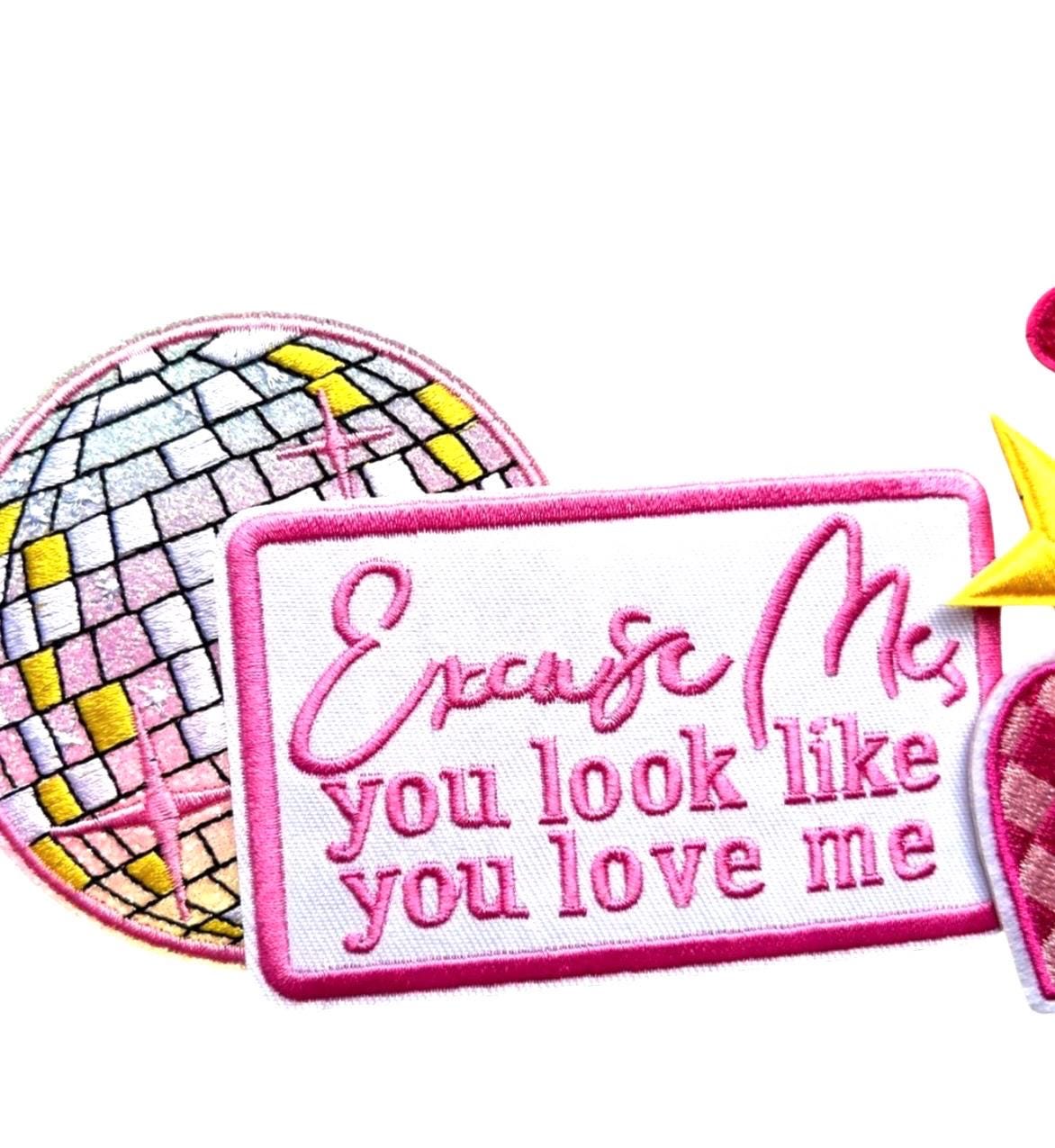 Excuse Me Iron On Patch - Girly Embroidered Applique