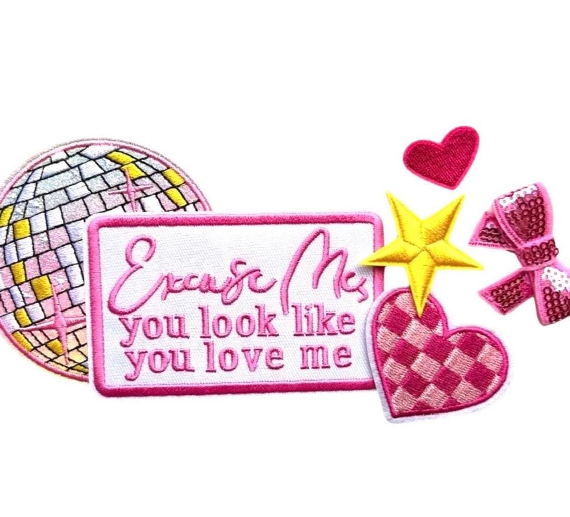 Excuse Me Iron On Patch - Girly Embroidered Applique