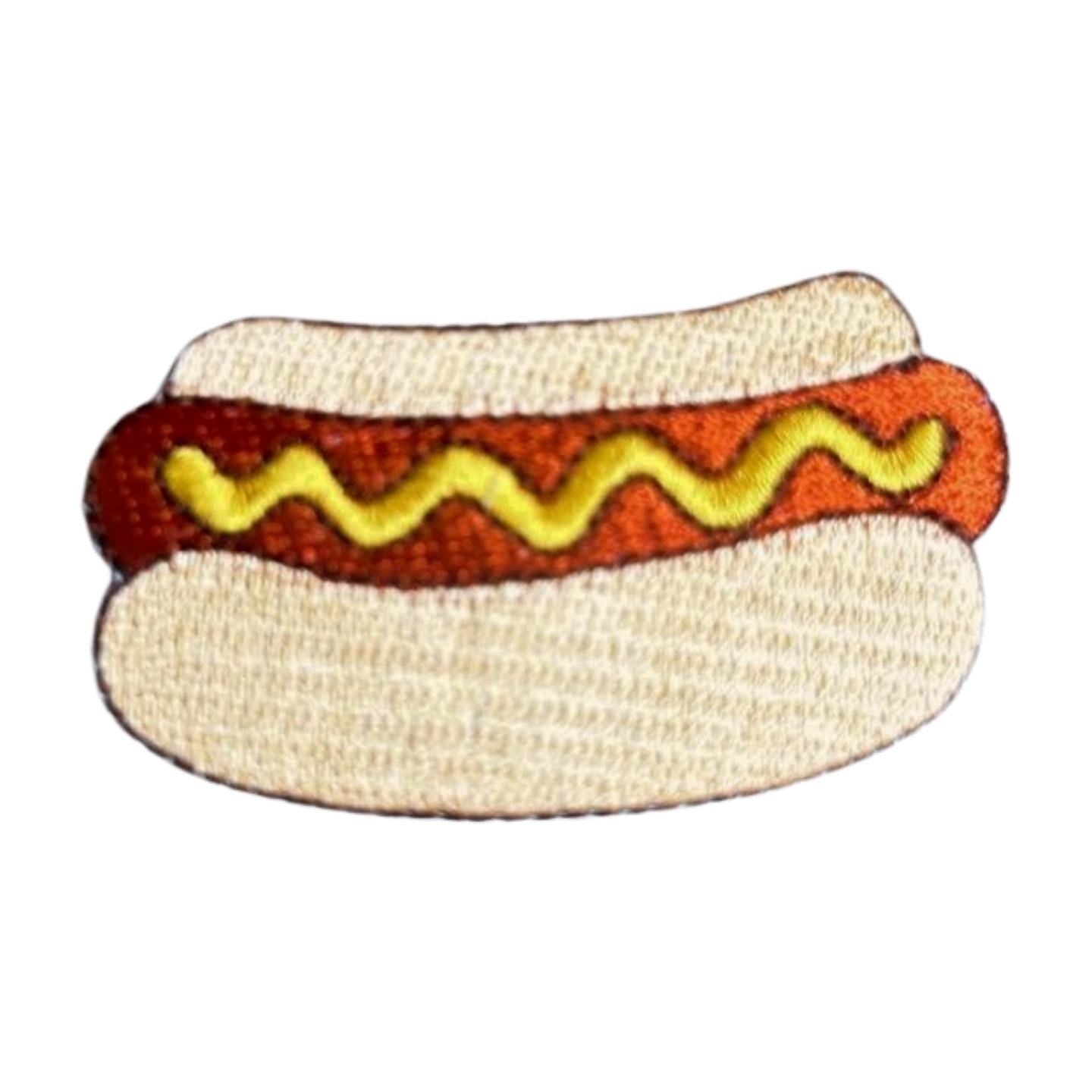Iron On Hot Dog Patch: Embroidered Food Applique