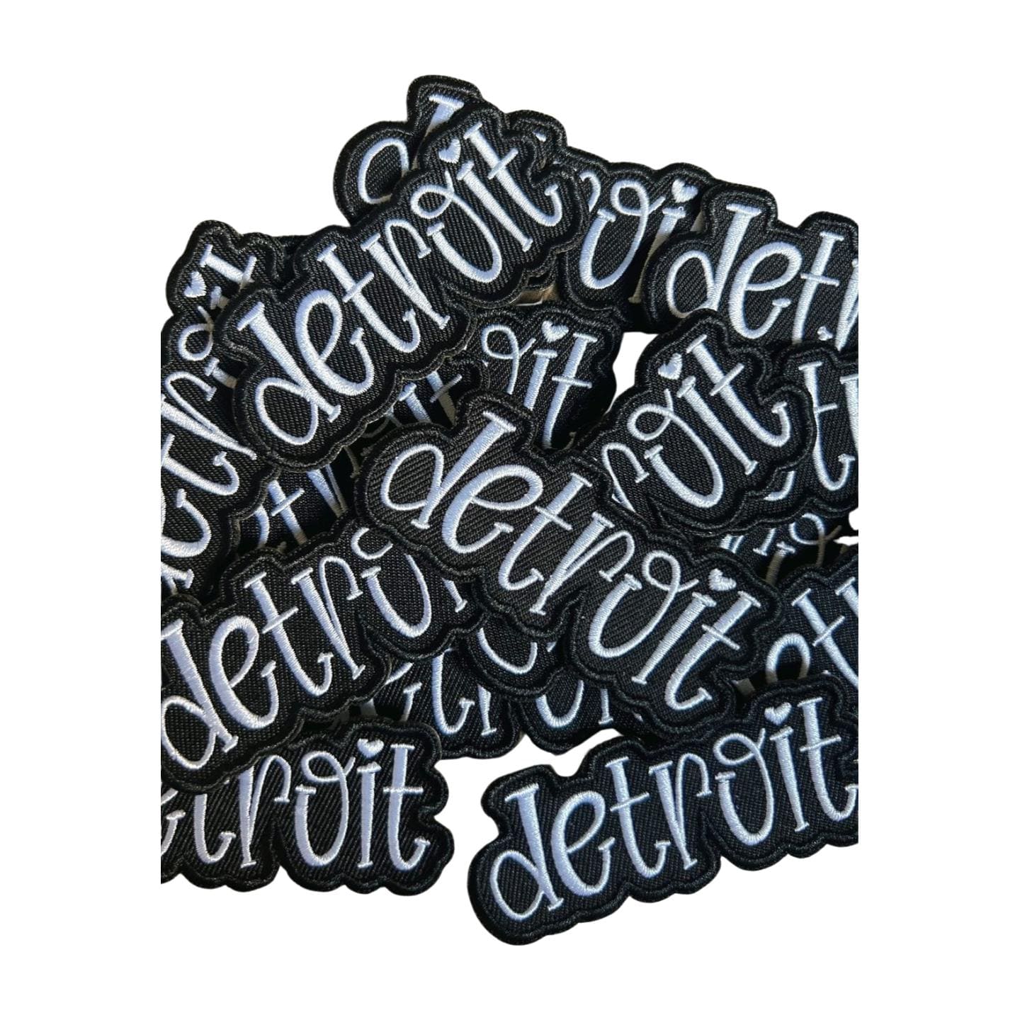 Detroit Iron On Patch: Black and White, 3 inch