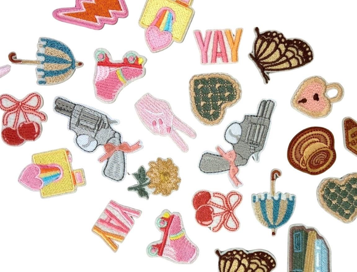 Mini Patches, Embroidered Iron-On Tiny Patches, Patch Mystery Bundle