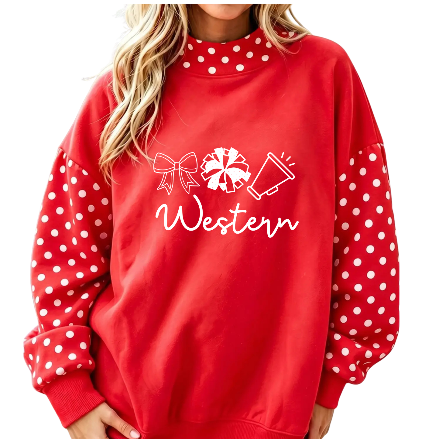 Western - Womens Premium Polka Dot Mockneck