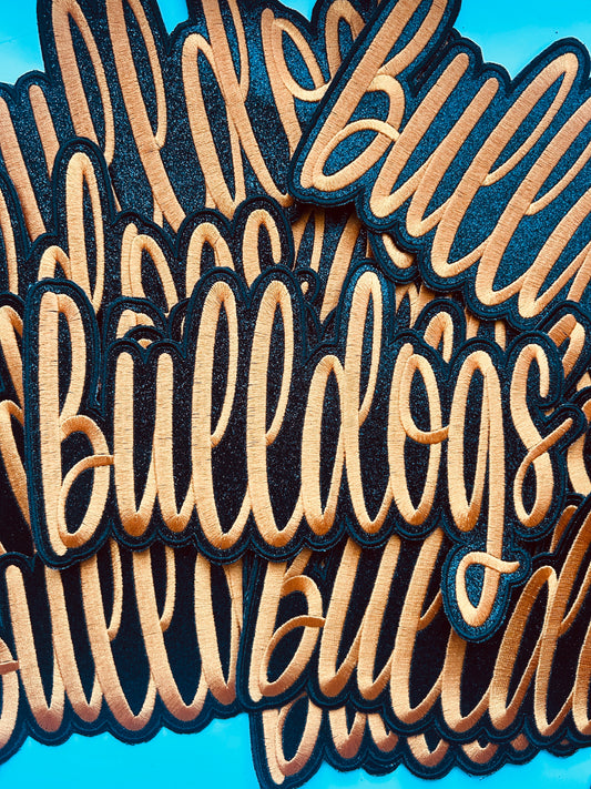 10 in Orange and Black Bulldogs Iron On Patch