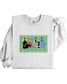 Gray sweatshirt with a colorful design on a white background