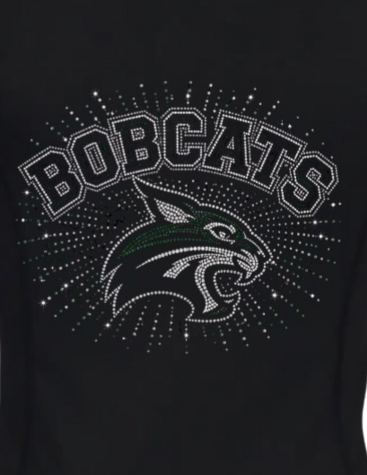 Black pullover with 'BOBCATS' and a logo on a white background