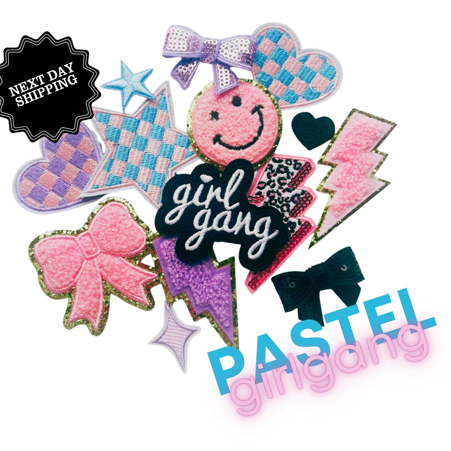 Pastel Iron-On Patches: Pink, Purple, Girly DIY Hat & Jacket Embellishments