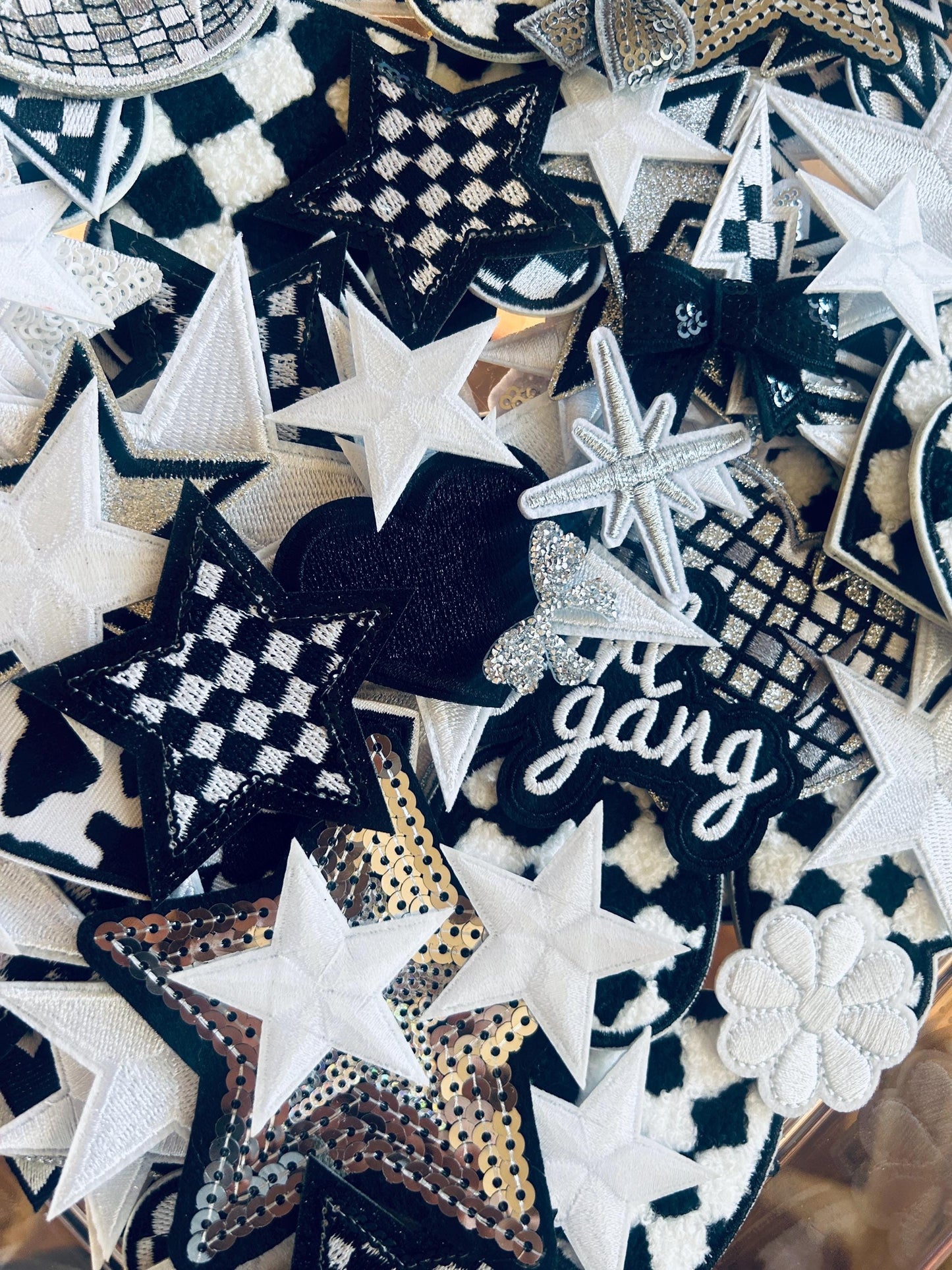 Black and White Iron On Patches - Embroidered Black and White Patches - Bundle of Patches - Iron On Patches Bulk - DIY Hat Bar