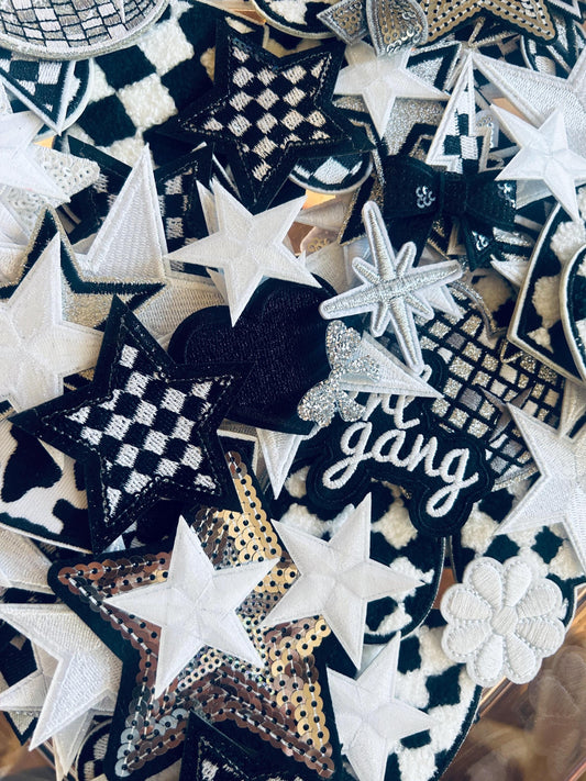 Black & White Embroidered Iron-On Patches – DIY Hat Bar Bundle