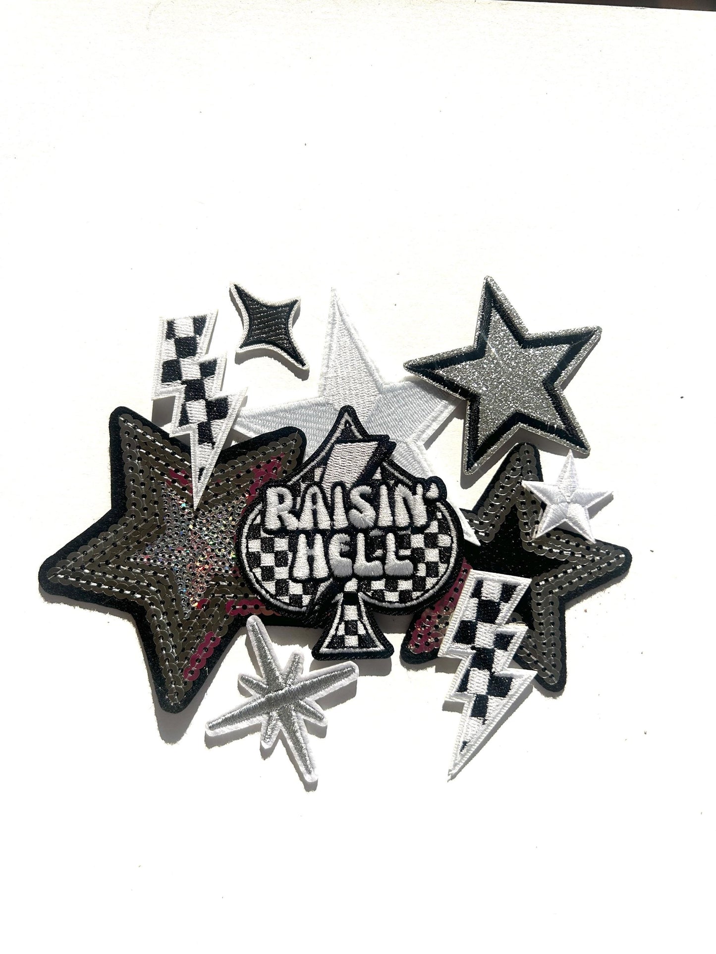 Black and White Iron On Patches - Embroidered Black and White Patches - Bundle of Patches - Iron On Patches Bulk - DIY Hat Bar