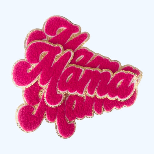 Large Chenille Mama Patch: Iron On Applique for Jackets & Totes