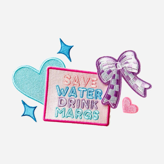 Margarita Hat Patch - Save Water Drink Margs Iron On Patches  - Cocktail Patch - Margarita Iron On - Adult Iron On Patch - Drinking Patches