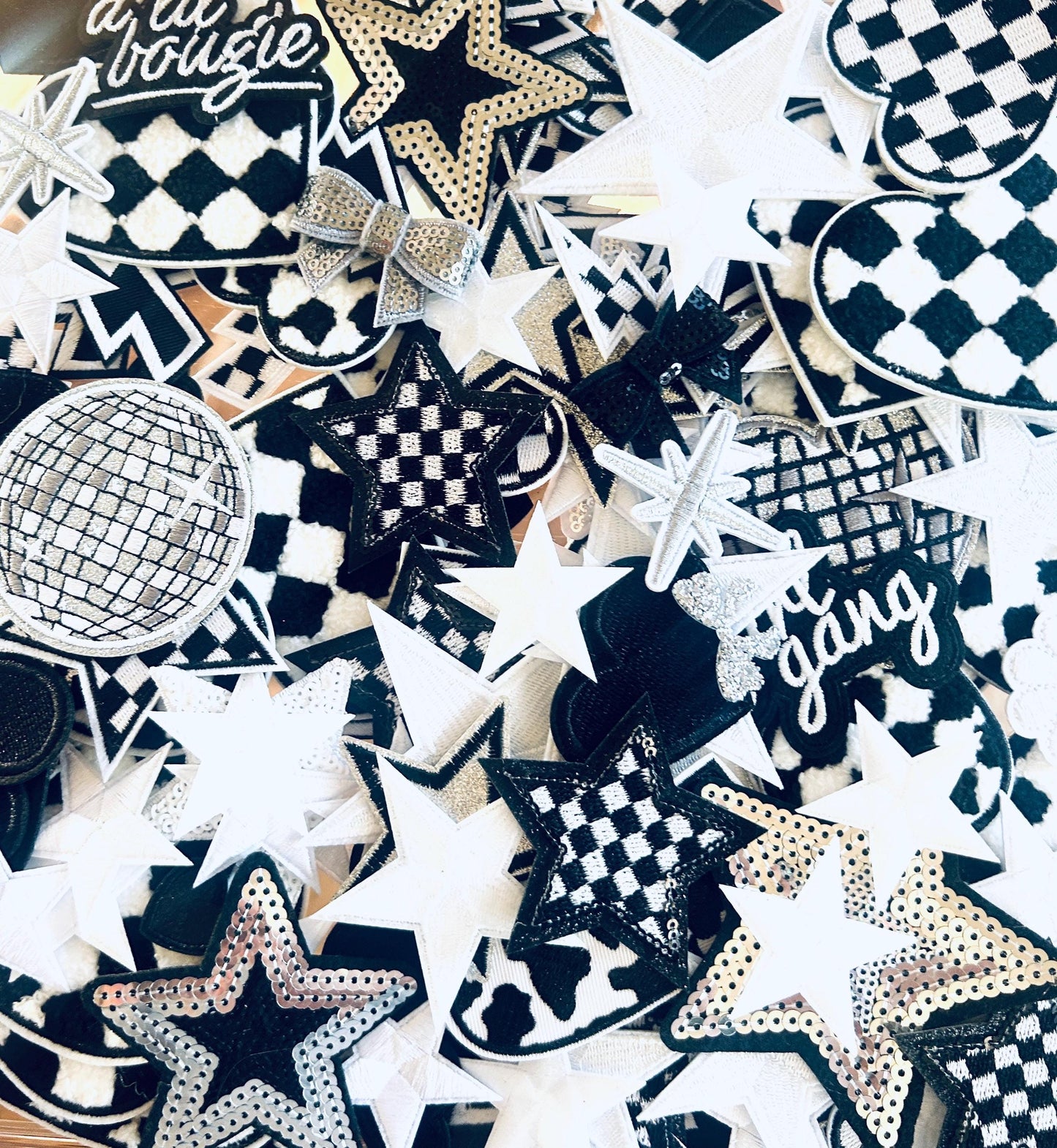 Black and White Iron On Patches - Embroidered Black and White Patches - Bundle of Patches - Iron On Patches Bulk - DIY Hat Bar