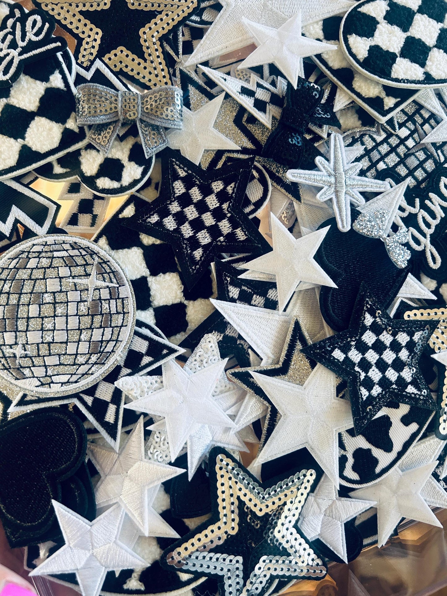 Black and White Iron On Patches - Embroidered Black and White Patches - Bundle of Patches - Iron On Patches Bulk - DIY Hat Bar