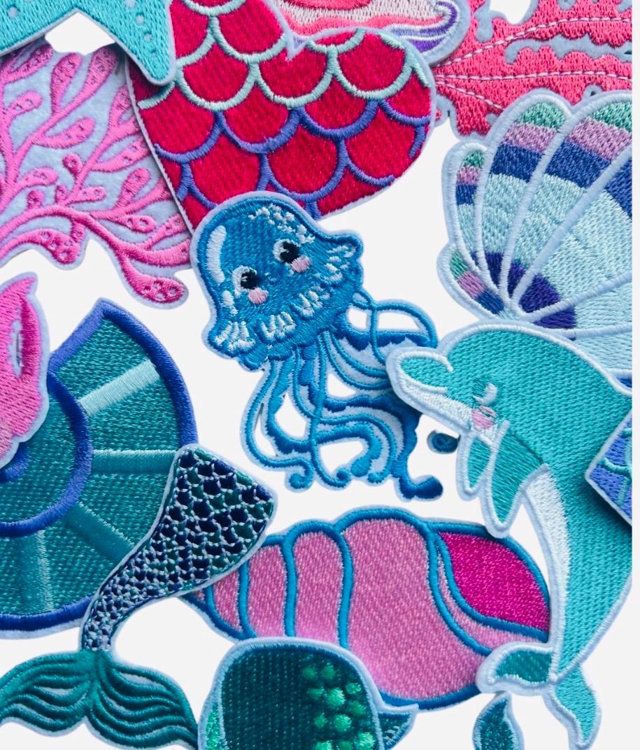 Under the Sea Iron-On Patches: Mermaid, Embroidered & Sequin