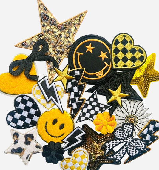 Black & Yellow Iron-On Patches: DIY Hat Bar Trucker Hat Embellishments