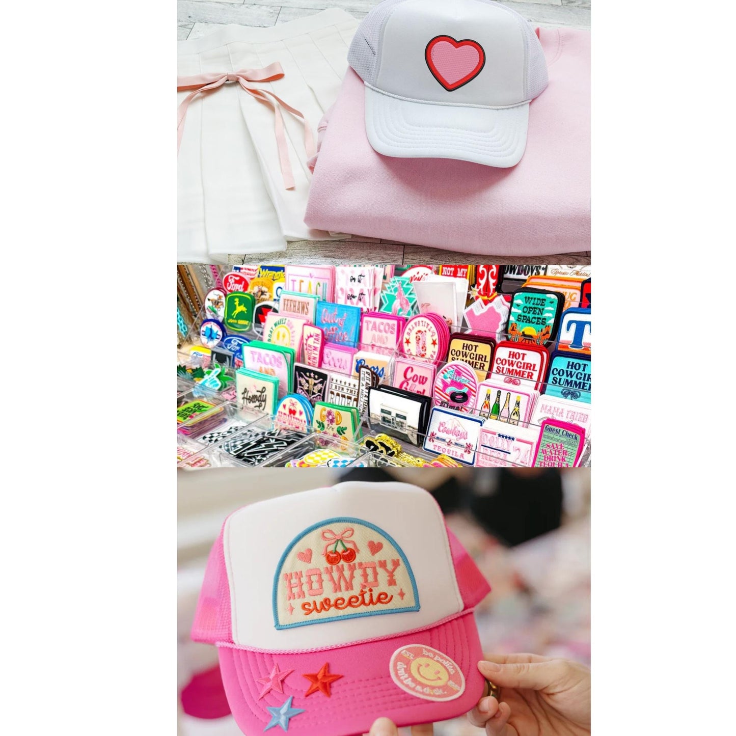 Pastel Iron-On Patches: Pink, Purple, Girly DIY Hat & Jacket Embellishments