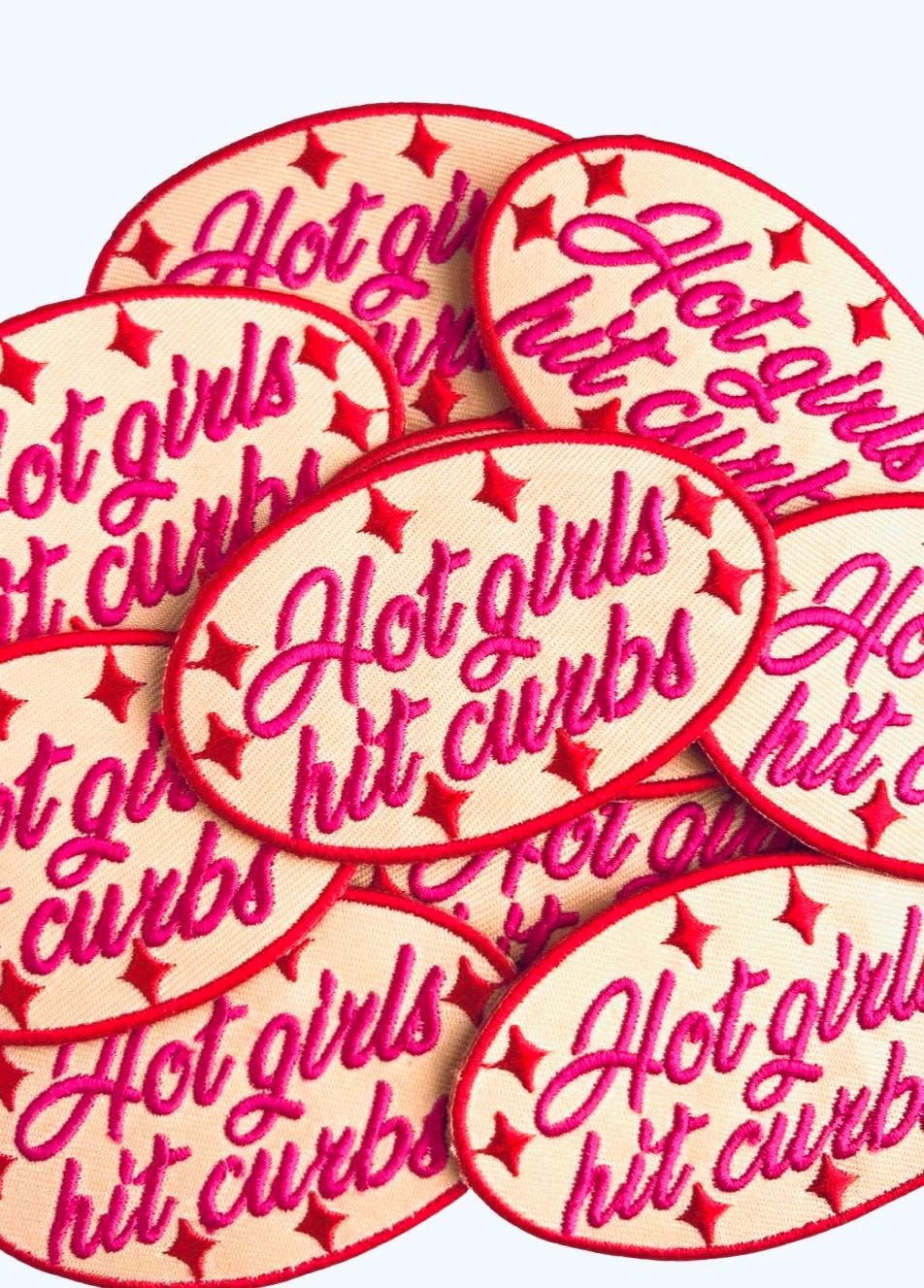 Hot Girls Hit Curbs Patch, Funny Patches, Sweet 16, New Driver Patch, Funny Iron On Patch, Patches for Hats and Jackets, Sweet 16 Gift