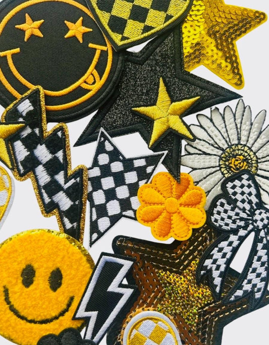 Black & Yellow Iron-On Patches: DIY Hat Bar Trucker Hat Embellishments