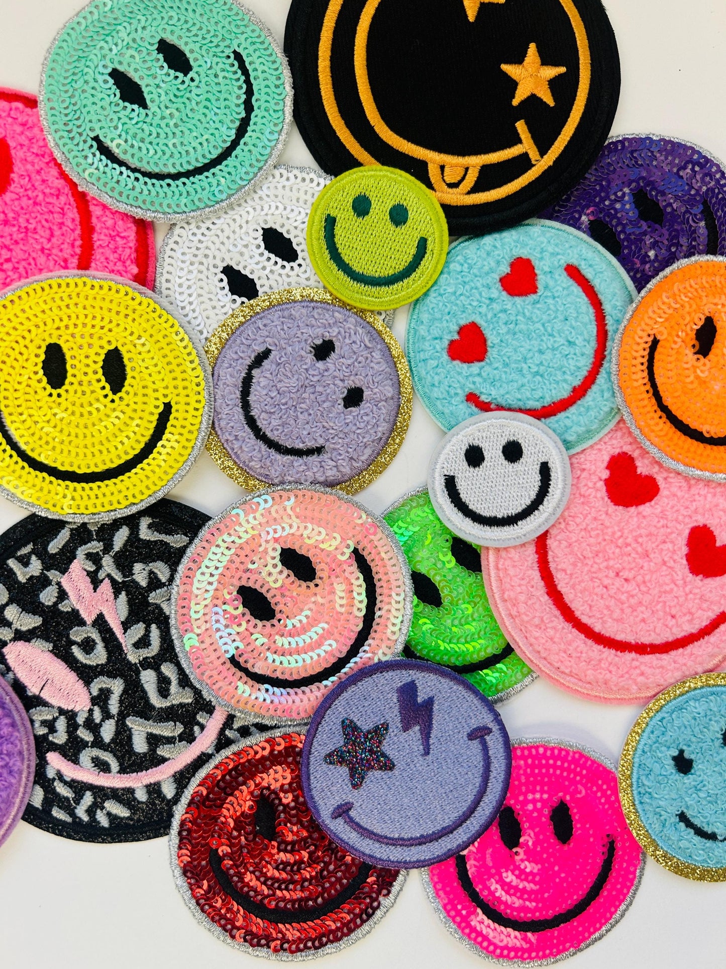 Smiley Face Patches - Assorted Filler Patches -  DIY Hat Bar Patches - Backpack Patches - Filler Patches - Smile Patch - Iron On Smiley