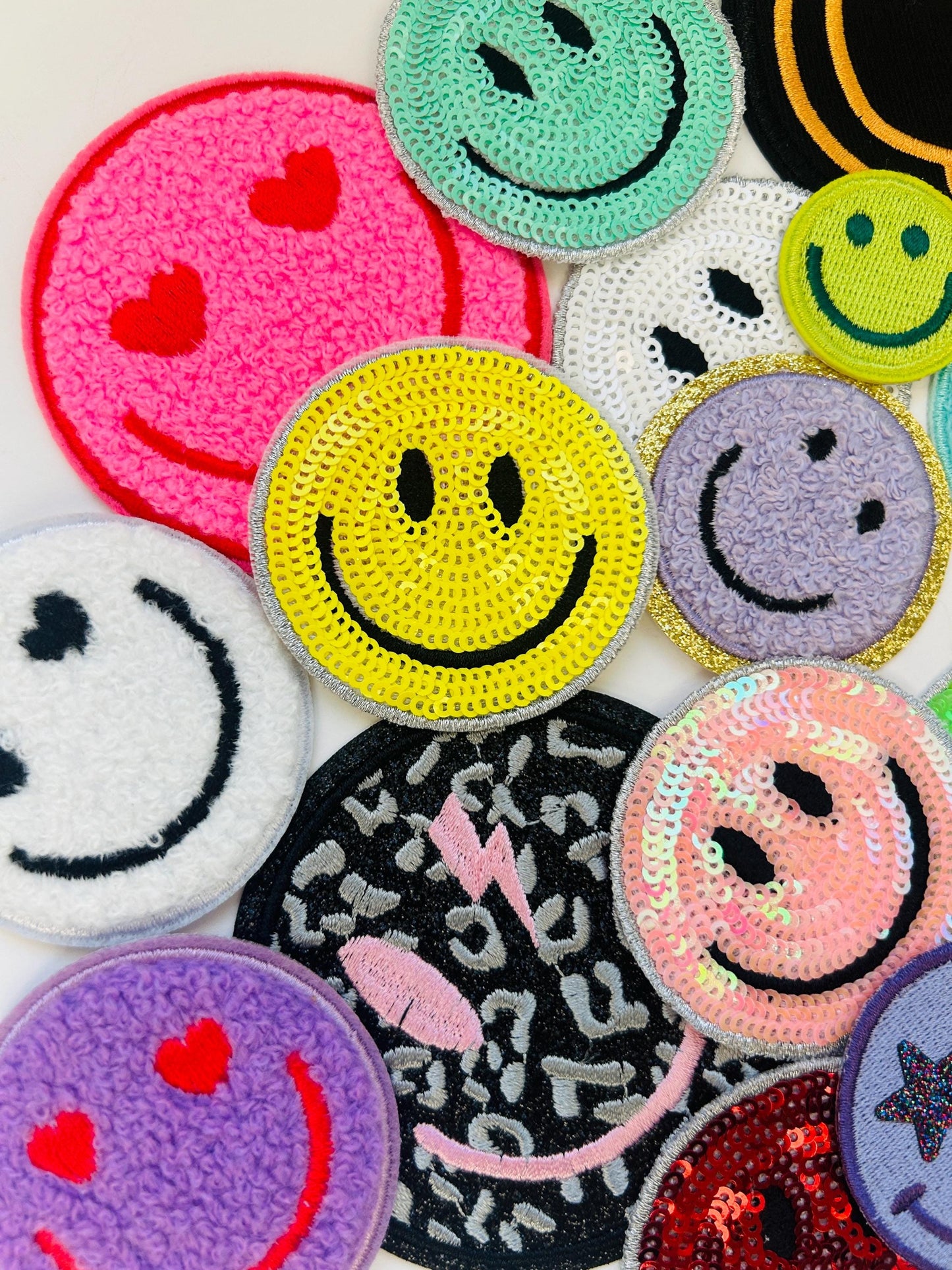 Smiley Face Patches - Assorted Filler Patches -  DIY Hat Bar Patches - Backpack Patches - Filler Patches - Smile Patch - Iron On Smiley