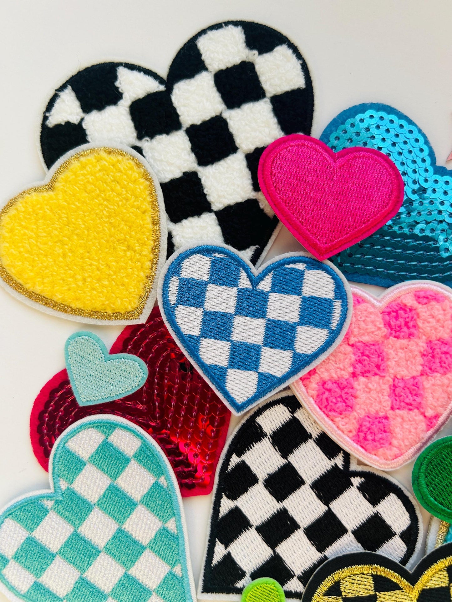 Iron On Bulk Patches -  Heart Embroidered Patches - Heart Iron On  Patches - Trucker Hat Patches - Belt Bag Patches - Filler Patches
