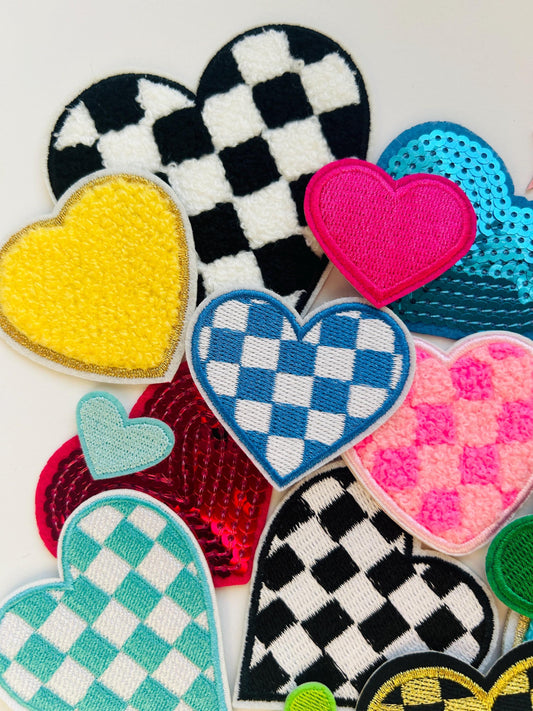 Heart Iron On Patches: Embroidered Trucker Hat Appliques