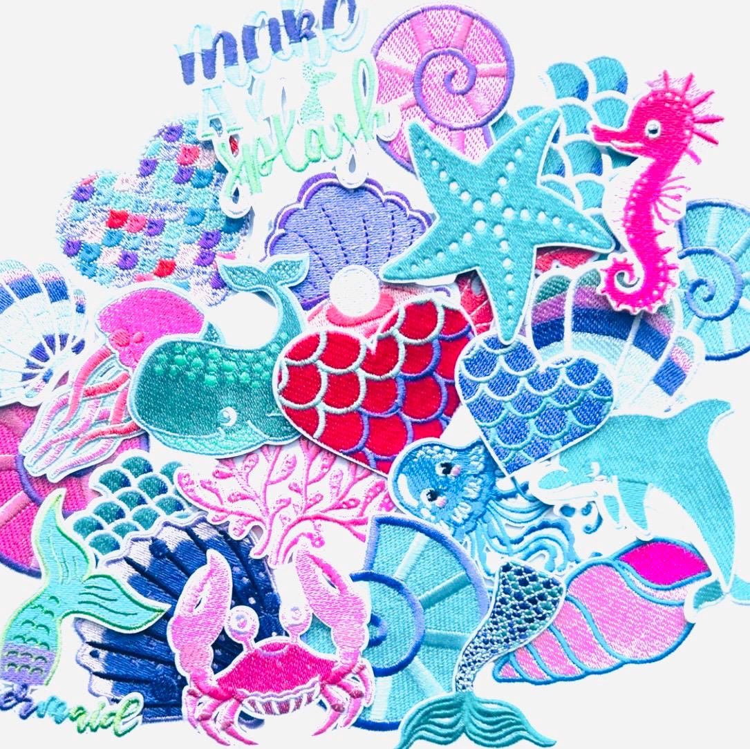 Under the Sea Iron-On Patches: Mermaid, Embroidered & Sequin