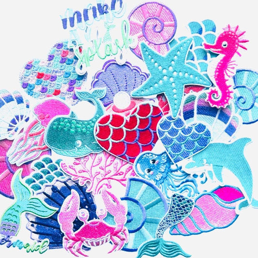 Under the Sea Iron-On Patches: Mermaid, Embroidered & Sequin