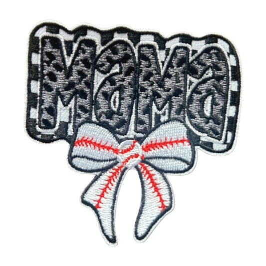 Baseball Iron-On Patch: Mama, Mom, Bow - DIY Apparel