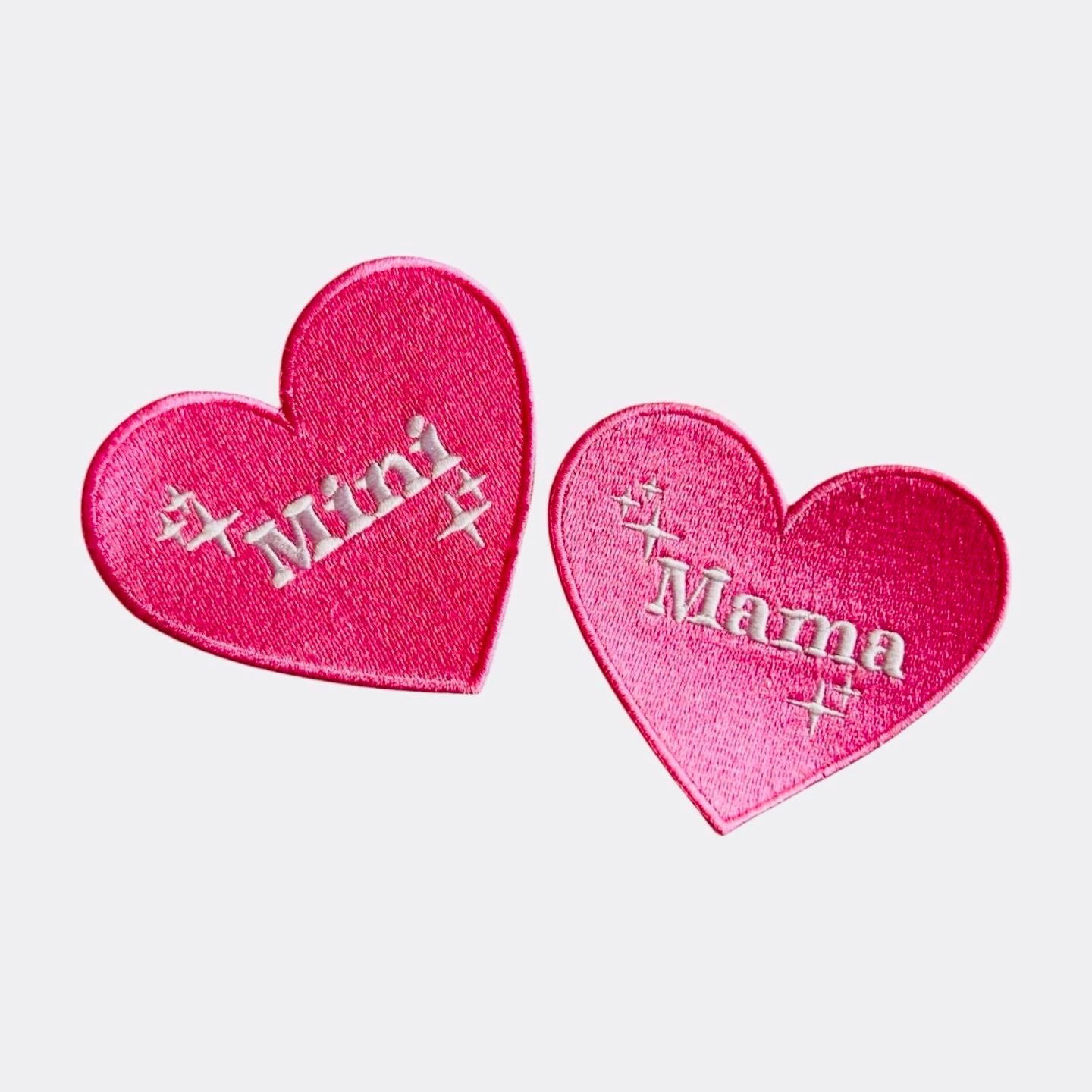Mama and Mini Matching Iron-On Patches: Pink Heart Appliqués
