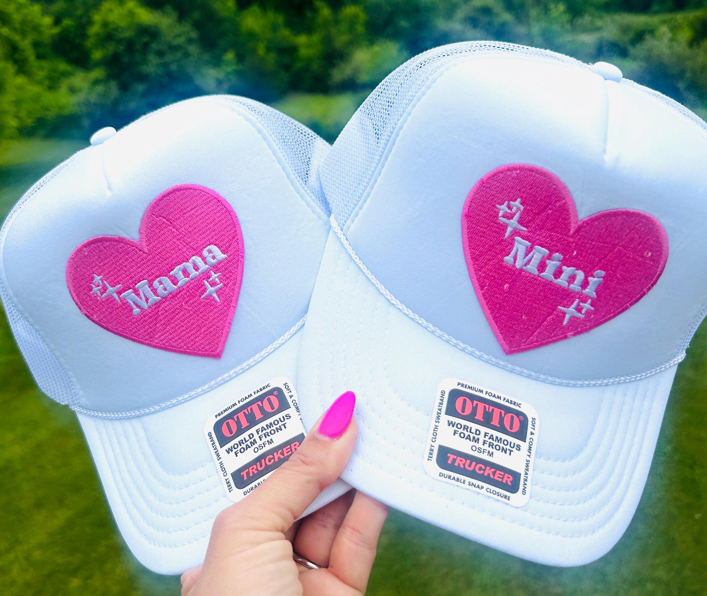 Mama and Mini Matching Iron-On Patches: Pink Heart Appliqués
