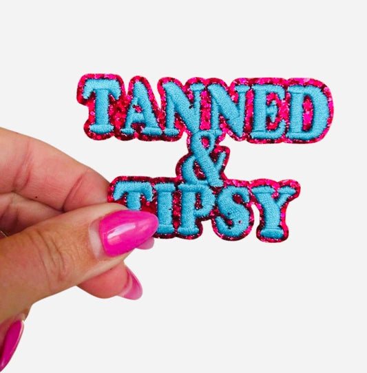 Tanned and Tipsy Iron On Patch, Summer Patches, Beach Iron On Patch, Embroidered Alcohol Patch, Adult Iron On Patch, Cocktail Patch