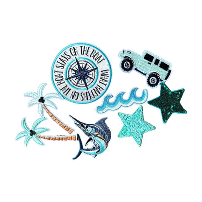 Beach Vibes Iron-On Patches: Summer Trucker Hat Bundle