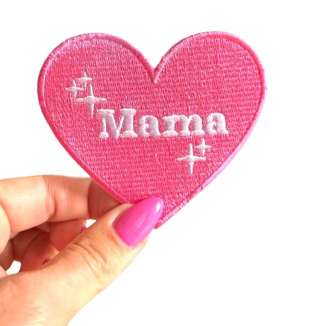 Mama and Mini Matching Iron-On Patches: Pink Heart Appliqués