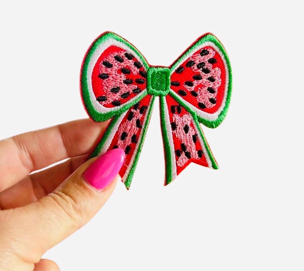 Watermelon Bow Iron On Patch, Summer Patches, Iron On Bows, Watermelon Patch, Girly Patches