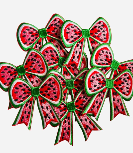 Watermelon Bow Iron On Patch, Summer Patches, Iron On Bows, Watermelon Patch, Girly Patches