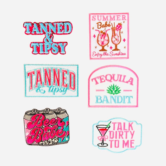 Cocktail Party Patches: Tanned & Tipsy, Martini Lover - Iron-On Applique