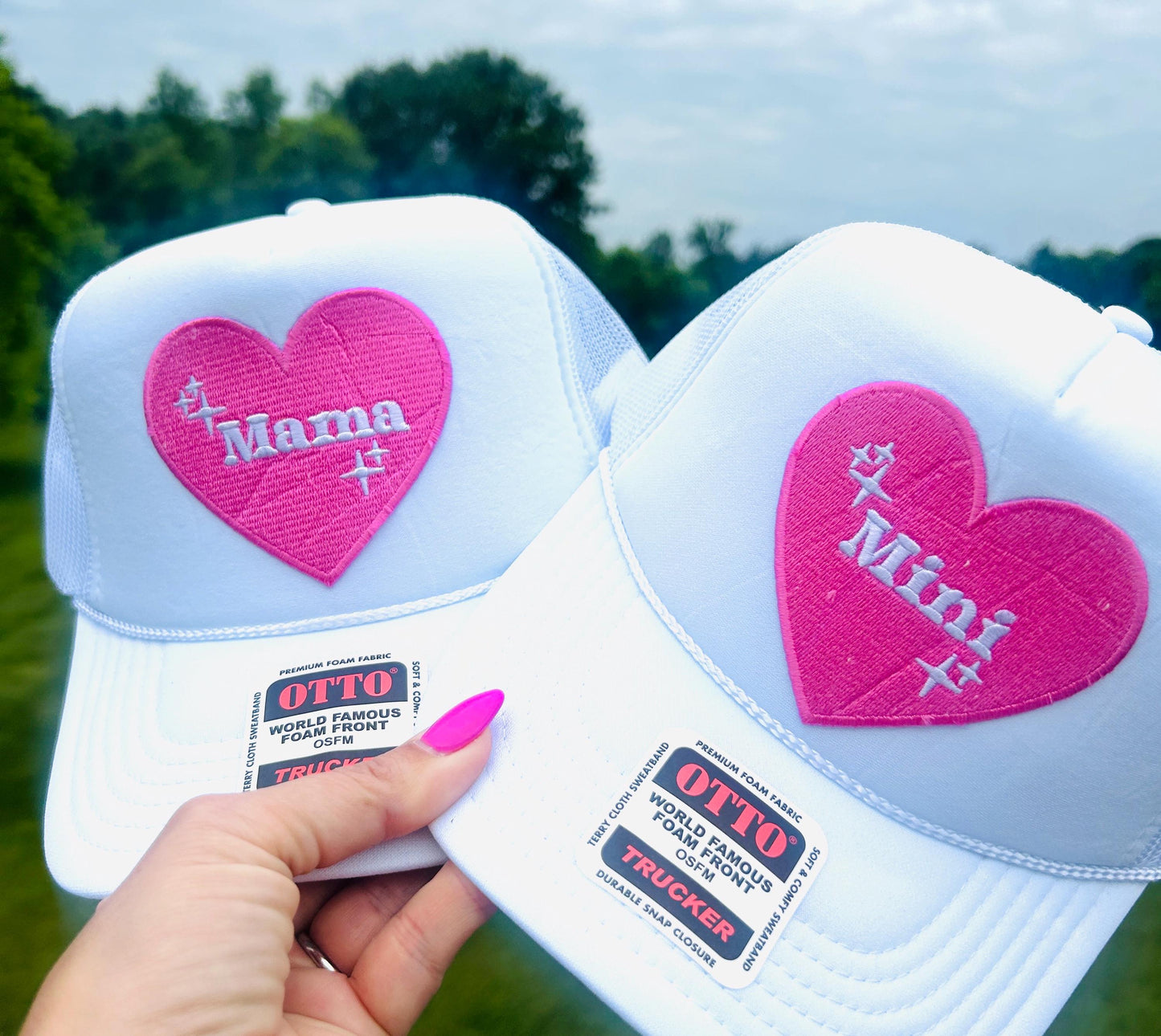 Mama and Mini Matching Iron-On Patches: Pink Heart Appliqués