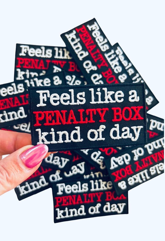 Hockey Iron On Patch, Penalty Box Kind of Day Hat Patch, Sports Patches