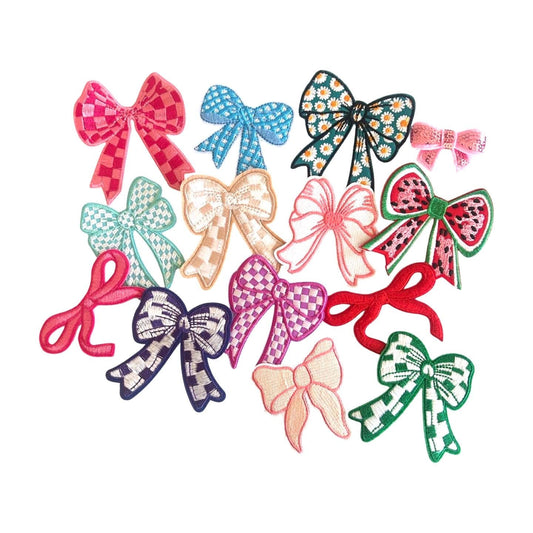 Iron-On Bow Patches: Assorted Colors, Sizes 1-3"