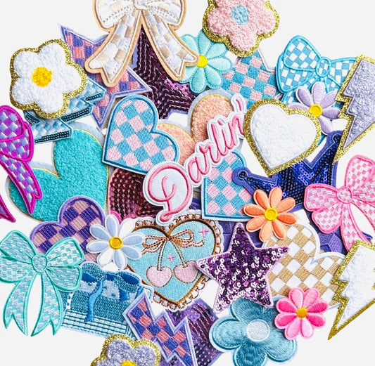 Pastel Iron-On Patches: Pink, Purple, Girly DIY Hat & Jacket Embellishments