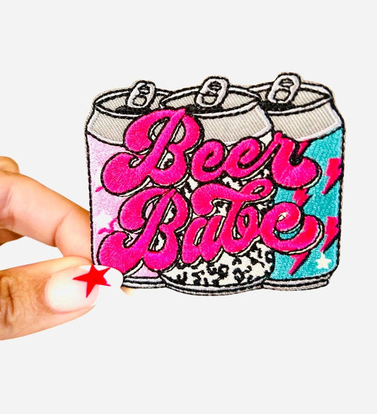 Beer Babe Iron-On Patch: Retro Alcohol Patch for Jackets & Bags