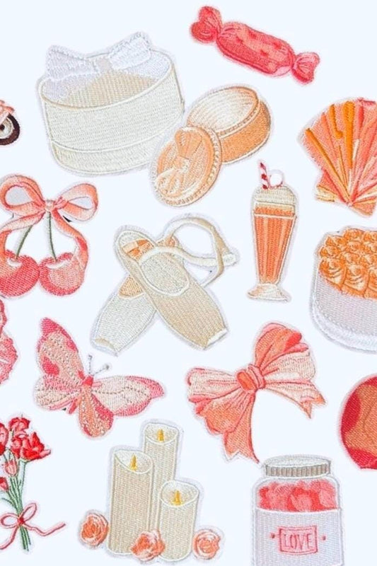 Girly Patches- Pink Patches - Coquette Patches - Backpack Patches - Aesthetic Patches - Girly Iron Patches - Jacket Patches